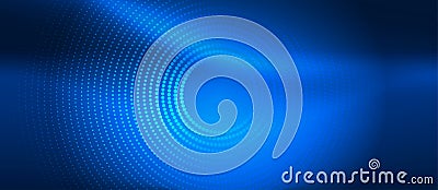 Vector Technological Circular Dots in Shining Blue Background Banner Stock Photo