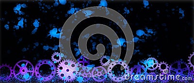Abstract banner with gears - blue purple and black Stock Photo