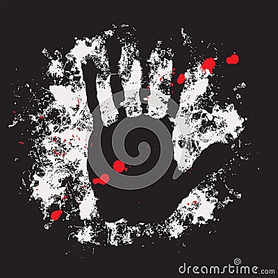 Abstract banner with a handprint and spots Vector Illustration