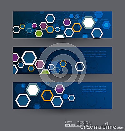 Abstract banners set with image of science innovation concept. Vector Illustration