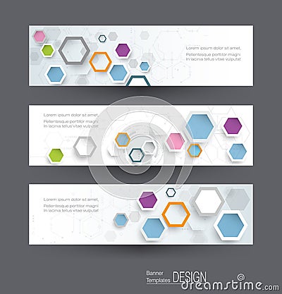 Abstract banners set with image of science innovation concept. Vector Illustration