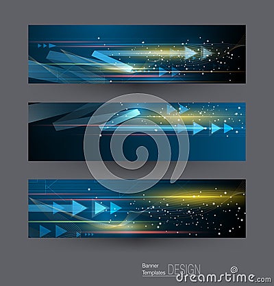 Abstract banners set with image of speed movement pattern Vector Illustration