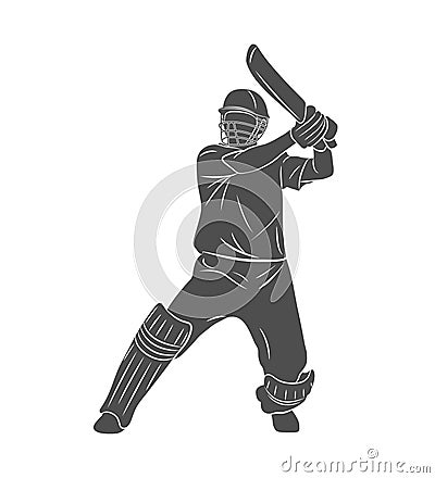 Abstract batsman playing cricket Cartoon Illustration