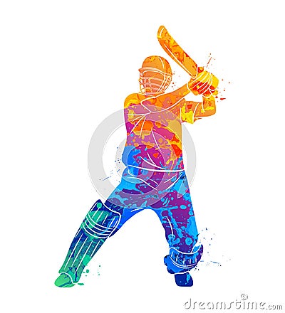 Abstract batsman playing cricket Cartoon Illustration