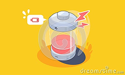 Abstract Battery Charging Icon. Low battery Vector flat illustration Vector Illustration