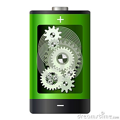 Abstract - battery with gear wheels inside Vector Illustration