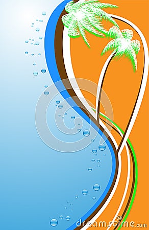 Abstract beach with palms Vector Illustration