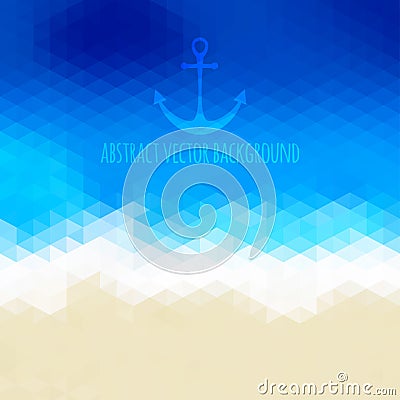 Abstract beach triangular background made of poligonal shapes. V Vector Illustration