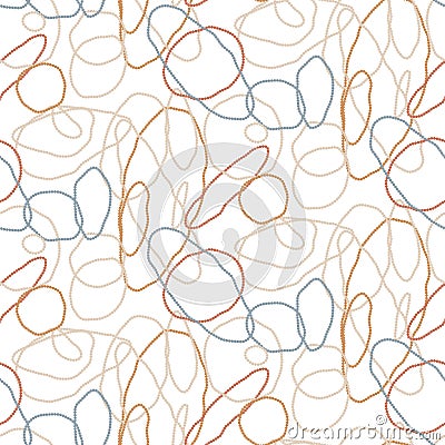 Abstract beaded lines in circles texture. Vector background seamless pattern design. Vector Illustration