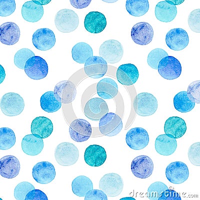 Abstract beautiful artistic tender transparent bright blue, navy, aquamarine, turquoise, circles pattern watercolor hand sketch Stock Photo