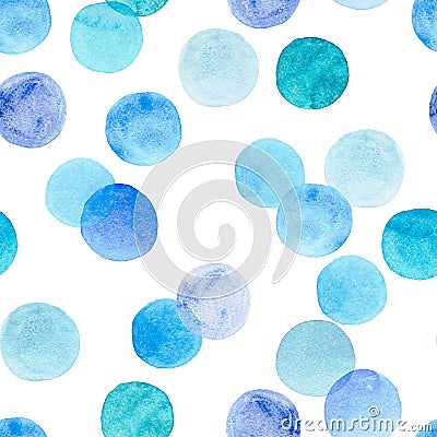 Abstract beautiful artistic tender wonderful transparent bright blue, navy, aquamarine circles pattern watercolor hand sketch Stock Photo