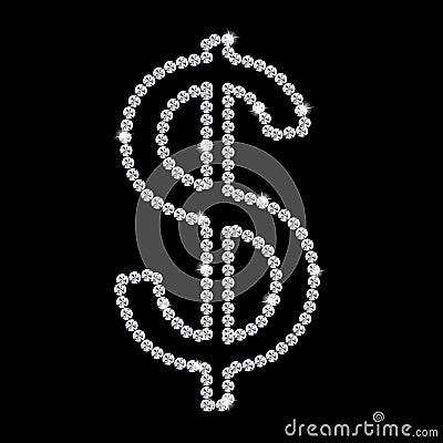 Abstract beautiful black diamond dollar sign Vector Illustration