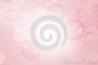 Abstract Beautiful Shiny Pink Soap Bubbles Background. Blurred, Defocus White Light. Refreshing Soap Sud Bubbles Water Celebration Stock Photo