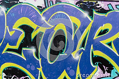 Abstract beautiful street art colorful graffiti style closeup. Detail of a wall. Can be useful for backgrounds. Modern iconic Stock Photo