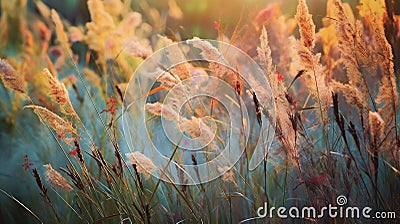 the abstract beauty of a field of wild grasses, Stock Photo