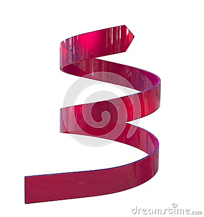 Abstract bended red glass arrow isolated on white Stock Photo