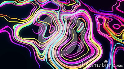 abstract bg with multicolor lines or ribbons forming curl noise on plane. Concept of abstract computing neural network Stock Photo