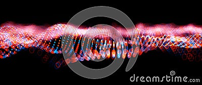 Abstract big data futuristic light wallpaper background design. Science dark pattern with structure mesh and circles Cartoon Illustration