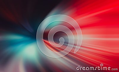 Abstract big data, speed, colorful fibers, rays background in red and blue color. 3D tunnel illustration Cartoon Illustration