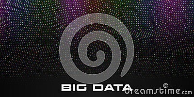 Abstract big data visualization. Wave structure consists of Multicolored particles. Science technology background Vector Illustration