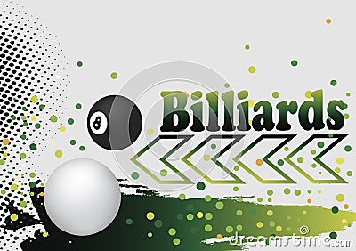 Abstract billiard background with green arrow and colorful dots Vector Illustration