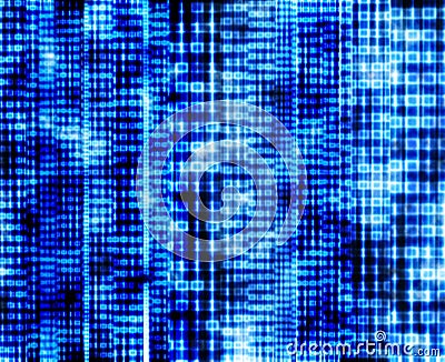 Abstract binary code, blue digital screen Stock Photo