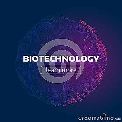 Abstract biotechnology cell. Particle grid. Organic structure. futuristic infographic background Vector Illustration