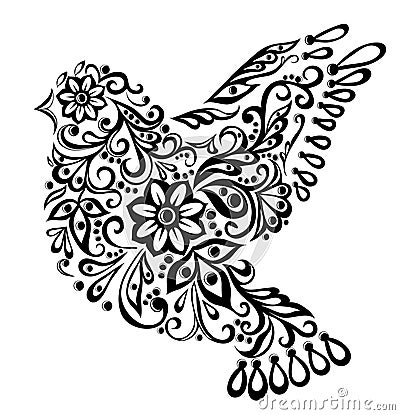 Abstract bird, isolated on white. Vector Illustration