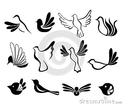 Abstract bird symbol set Vector Illustration