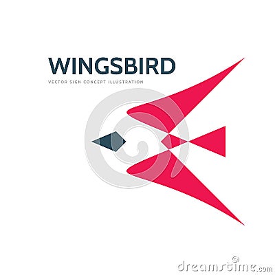 Abstract bird - vector logo template concept illustration. Red wings creative sign. Delivery dynamic speed motion symbol. Vector Illustration