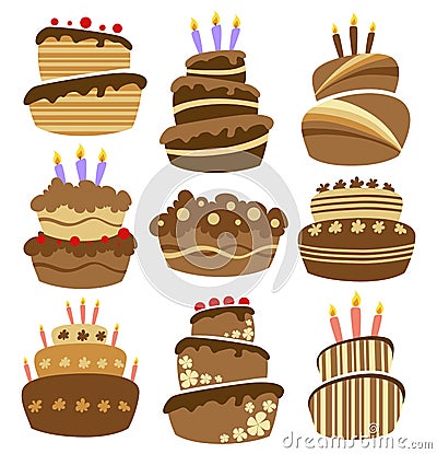 Abstract birthday cake set Vector Illustration