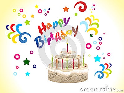 Abstract birthday card with cake Vector Illustration