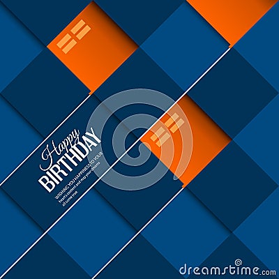 Abstract birthday card orange balloons on blue Vector Illustration