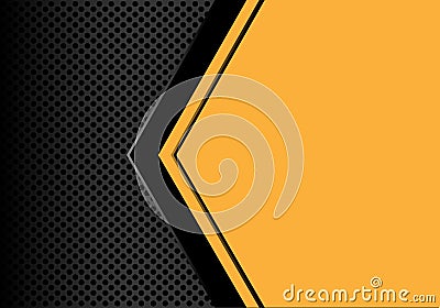 Abstract black arrow on yellow blank space circle mesh pattern design modern futuristic background vector Vector Illustration
