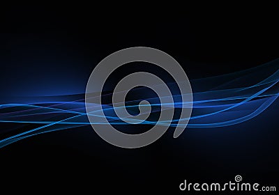 Abstract black background with blue dynamic lines Stock Photo