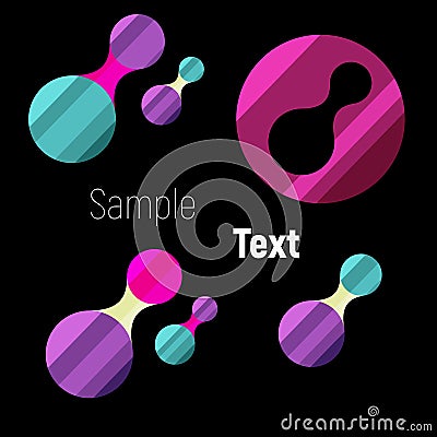 Abstract black background with color rounded shapes Stock Photo