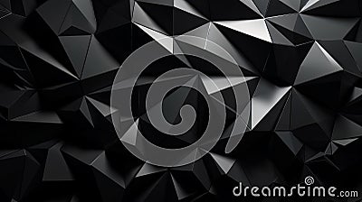 An abstract black background with many triangular shapes. Generative ai Stock Photo