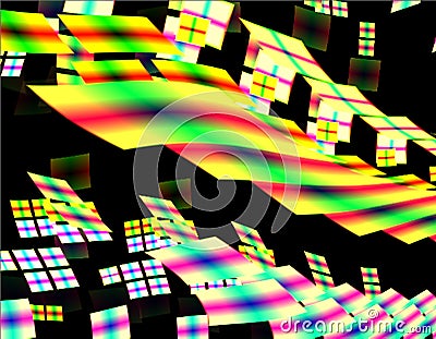 Abstract black background, and multicolored modern, horizontal, dynamic Illustration Stock Photo