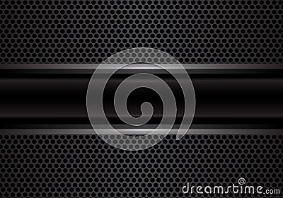 Abstract black banner silver line on dark gray circle mesh design luxury background texture vector. Vector Illustration