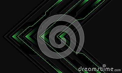 Abstract black circuit green light cyber arrow direction on grey design modern futuristic technology background vector Vector Illustration