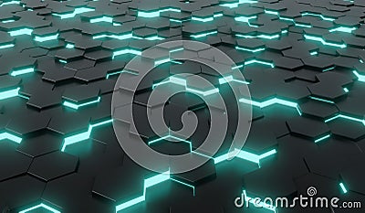 Abstract black of futuristic surface honeycom hexagon pattern Stock Photo
