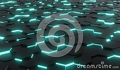 Abstract black of futuristic surface honeycom hexagon pattern Stock Photo