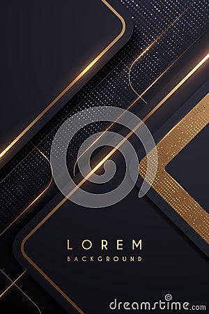 Abstract black and gold luxury background with lines and dots Stock Photo