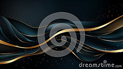 Abstract black and gold waves background. Futuristic design for modern banner template and invitations Stock Photo