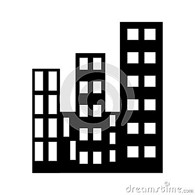 Abstract black houses silhouette on white background. Skyscrapers and blocks. Industrial city. Vector template for web, Vector Illustration