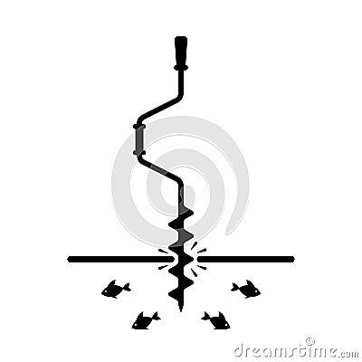 abstract black ice fishing drill icon Vector Illustration