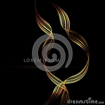 Abstract black illustration, isolated gorgeous golden hue wave patterns Vector Illustration