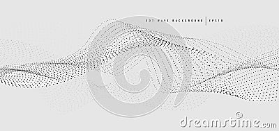 Abstract black many dot wave line pattern particle on white background Vector Illustration