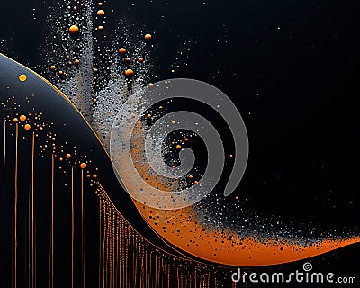 Abstract black and orange tones painting background. Thick paint Light black splatter. Realistic and naturalistic textures. Stock Photo