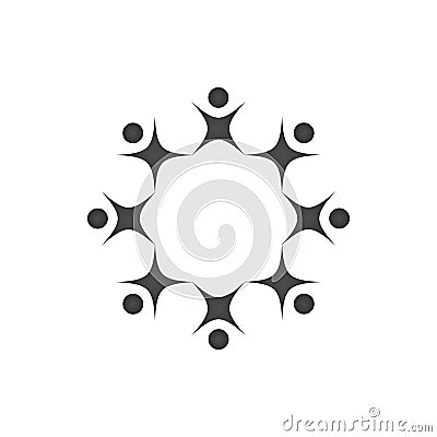 abstract black people together as circle teamwork or teambuilding concept logo. team work and team building, social media, Cartoon Illustration